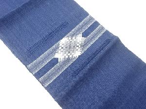 紗紬変わり織リボン通し横段に菱模様名古屋帯